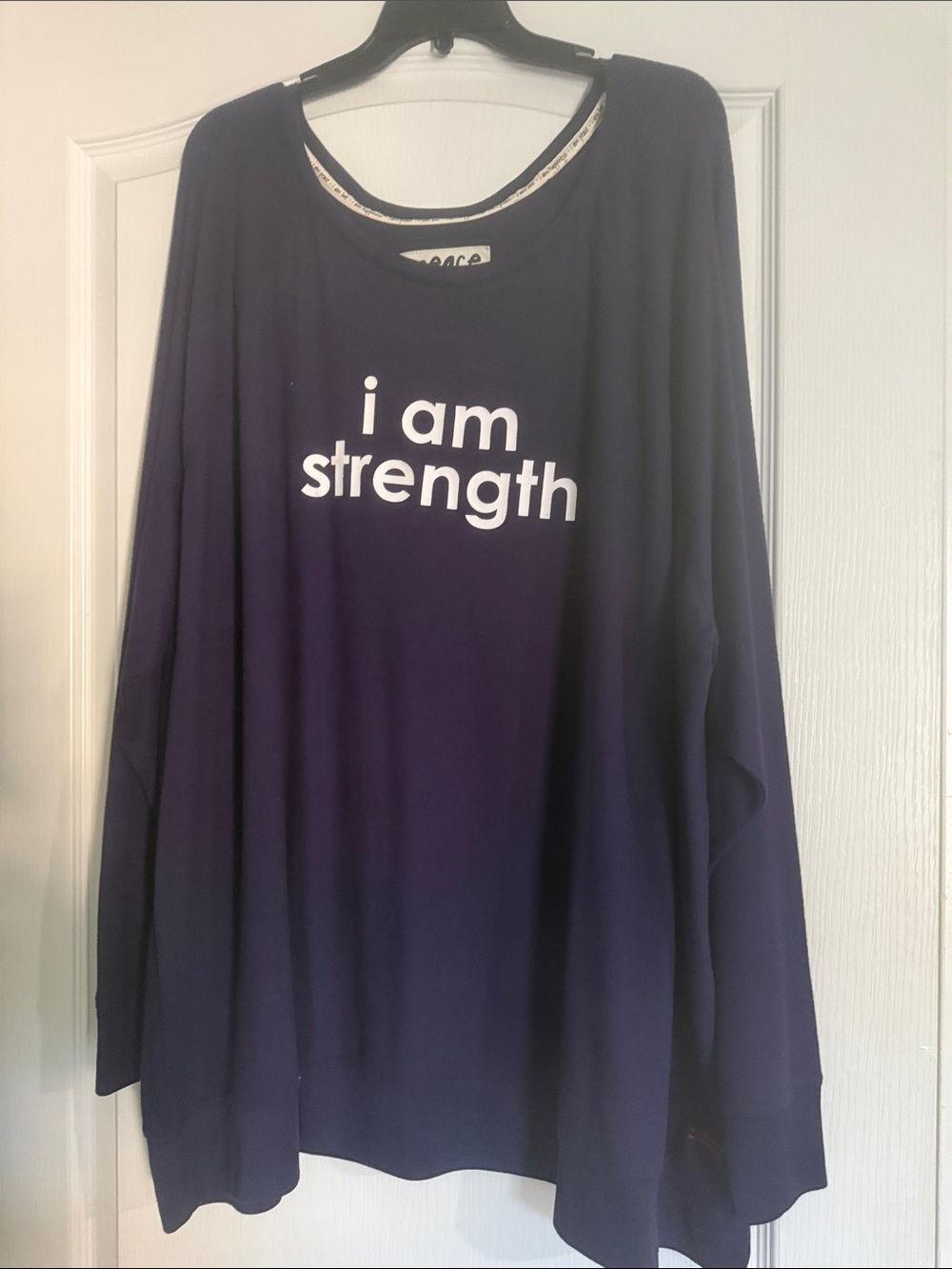 Peace Love World Relaxed Long Sleeve Top Jogger set with 'i am strength' Size 4X